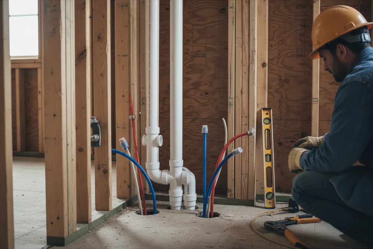Drain and supply rough-in during Toilet Repair and Installation in Hemlock
